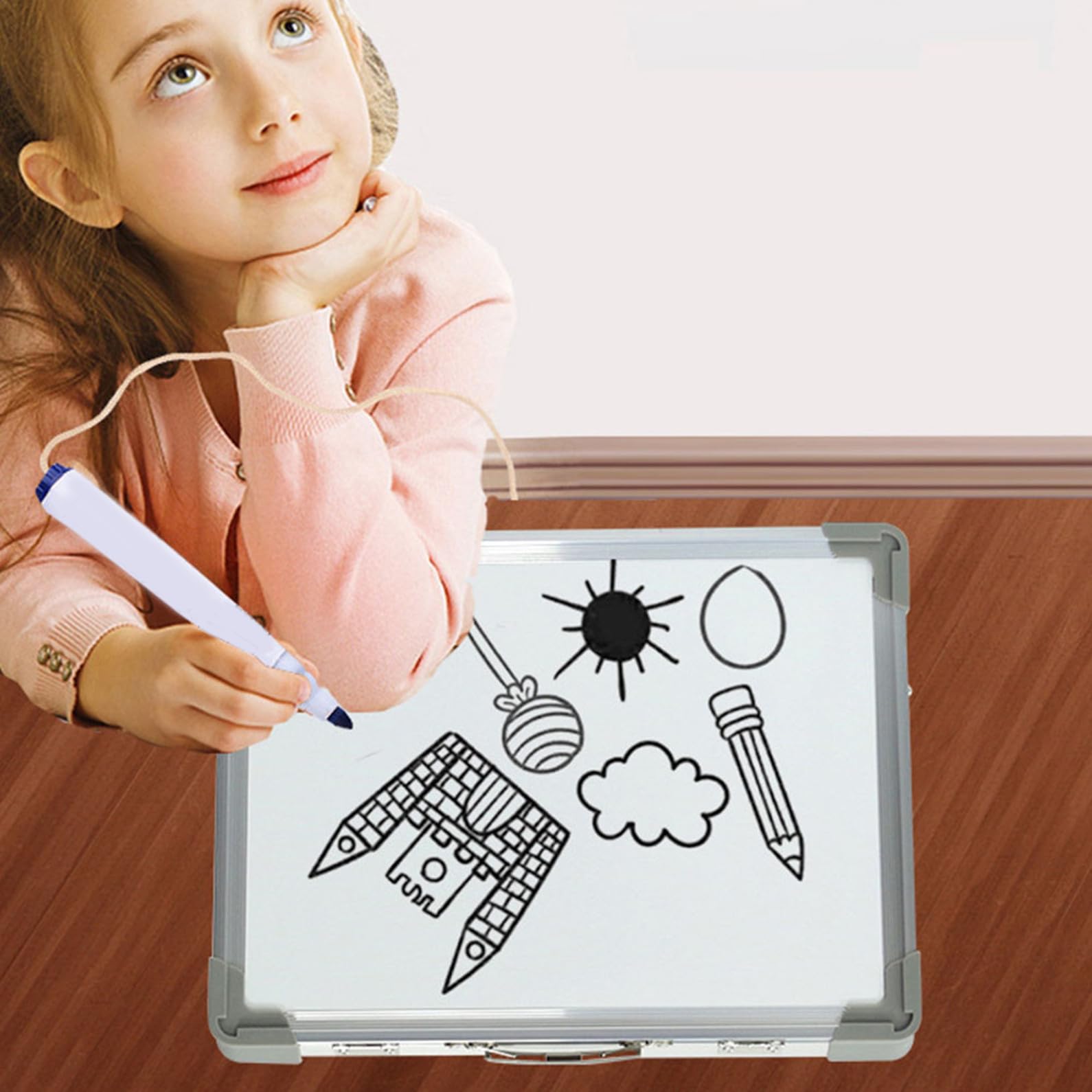 Beavorty Lavagna Abs Bianca Doppia Magnetica da Tavolo Pieghevole e in Lega di Alluminio Superficie Liscia Impiego Educativo e Ricreativo per Insegnanti e Adulti
