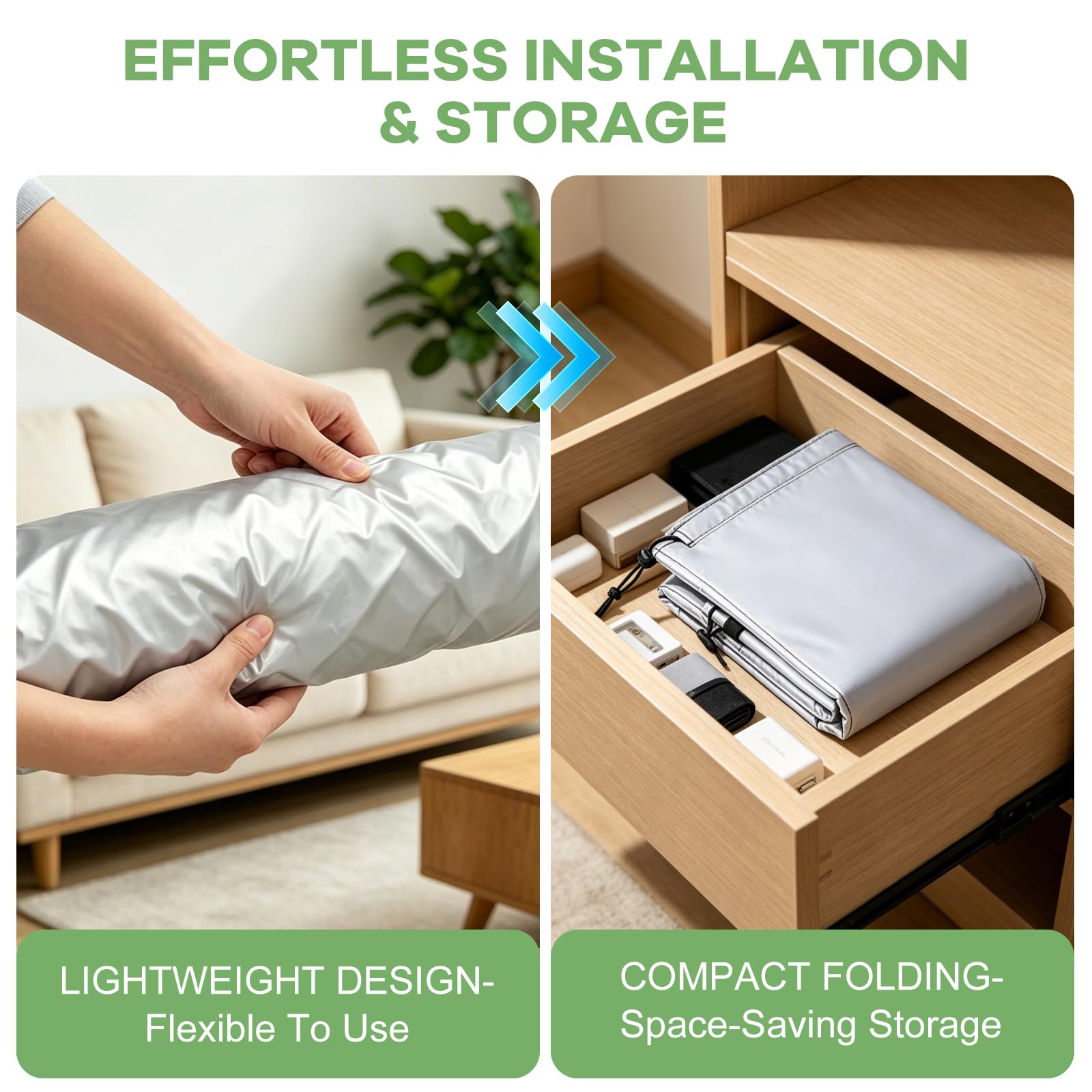 Housse De Protection Pour Tuyau De Climatisation, Revêtement de Tuyauterie Antibruit, Insonorisant et Thermo-isolant, Économe en Énergie, Étanche à La Poussière, Longueur Réglable, Sangle Élastique