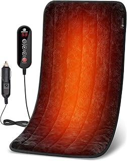CooCoCo Upgraded Extra-Warm & Ultra-Soft 12V/24V Car Heated Blanket, 12" x 24" Car Electric Blanket, FSA Eligible Heated Blanket for Travel, 5 Heat Setting, Auto-Off