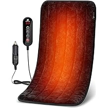 CooCoCo Upgraded Extra-Warm & Ultra-Soft 12V/24V Car Heated Blanket, 12" x 24" Car Electric Blanket, FSA Eligible Heated Blanket for Travel, 5 Heat Setting, Auto-Off