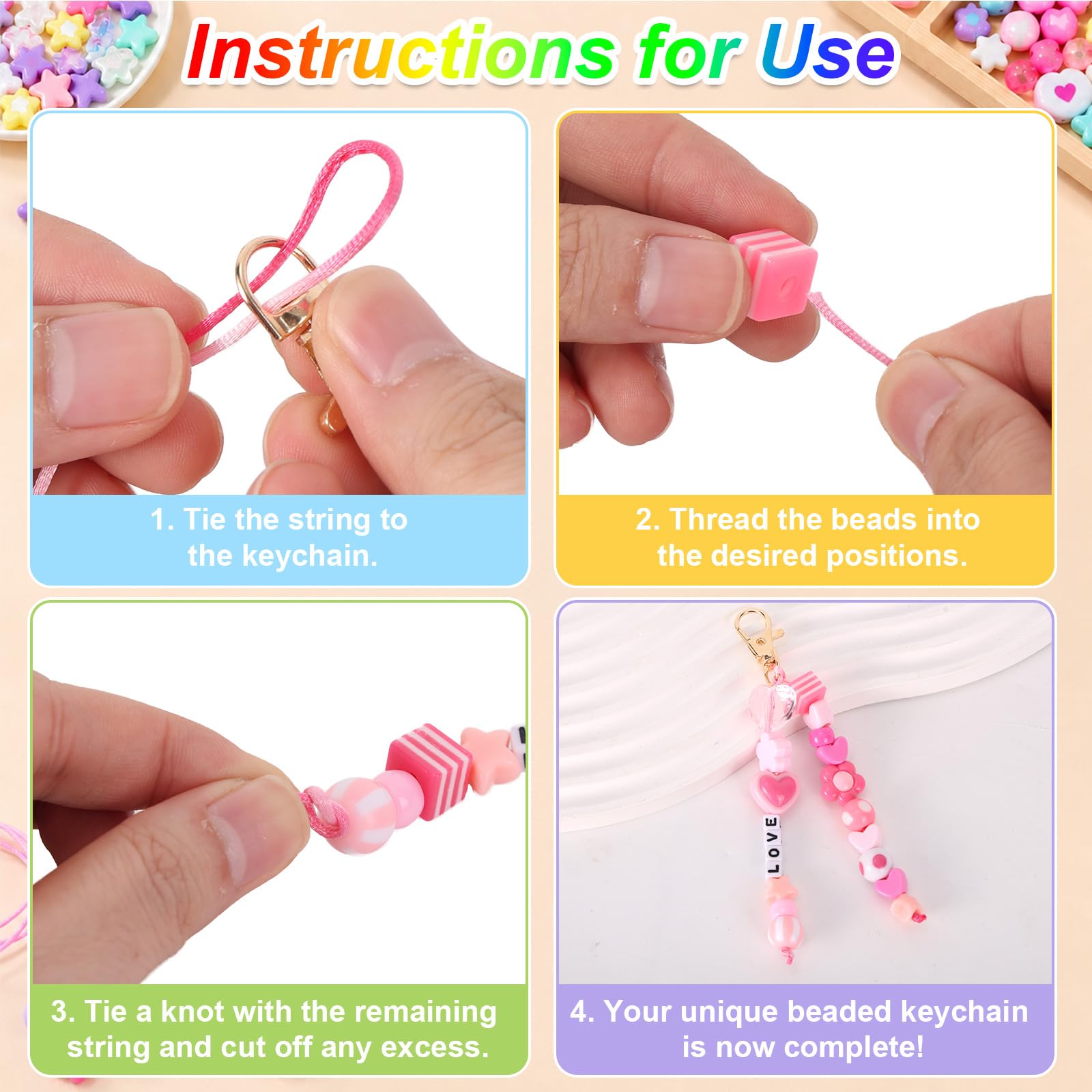 Gosknor 618uds Kit de Cuentas Acrílicas para Llaveros DIY de Charms