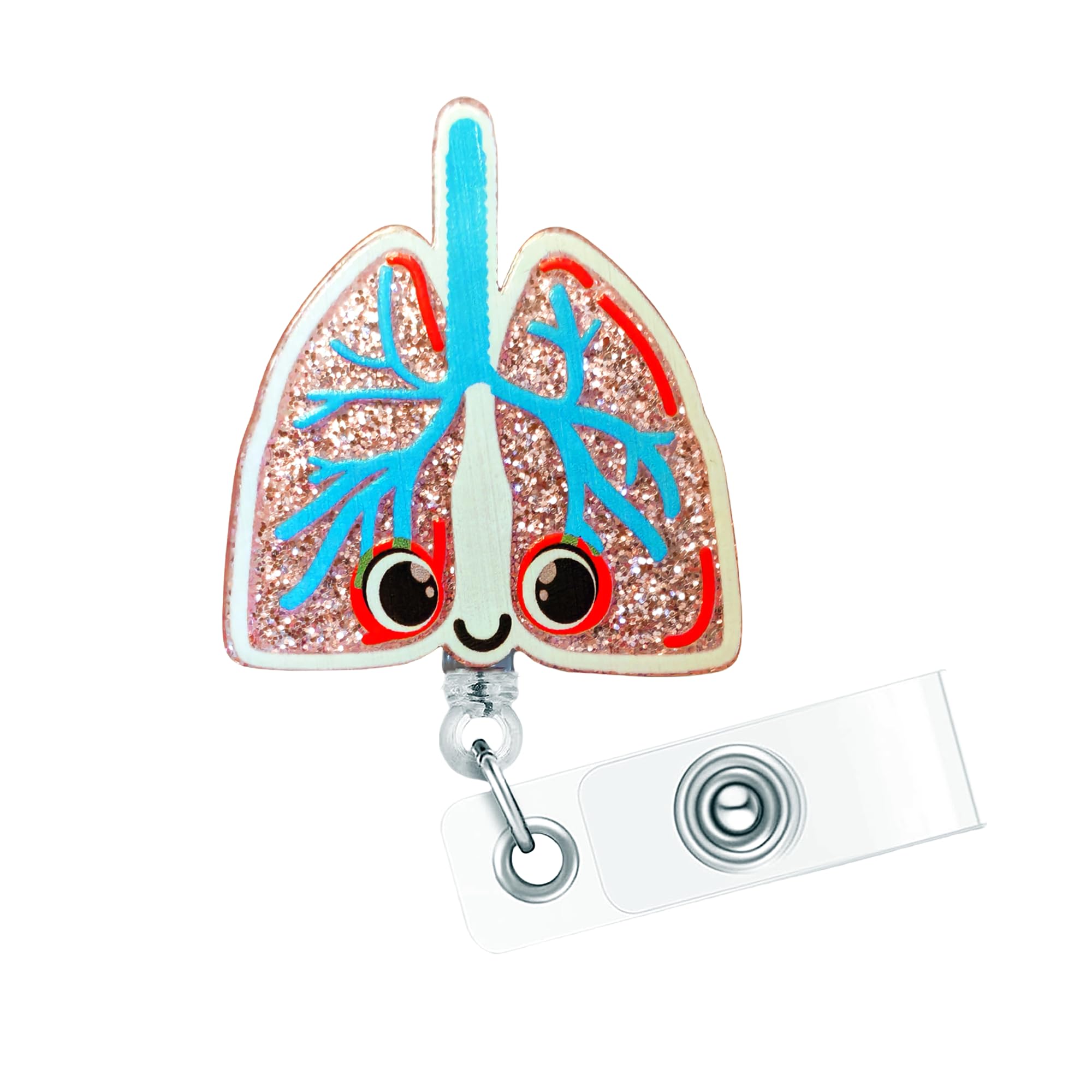 Lung Smile Nurse Reel Retractable - Funny Respiratory Therapist Badge Clip with ID Clip for Nurse Nursing Name Tag Card Cute Badge Holder for RN LPN