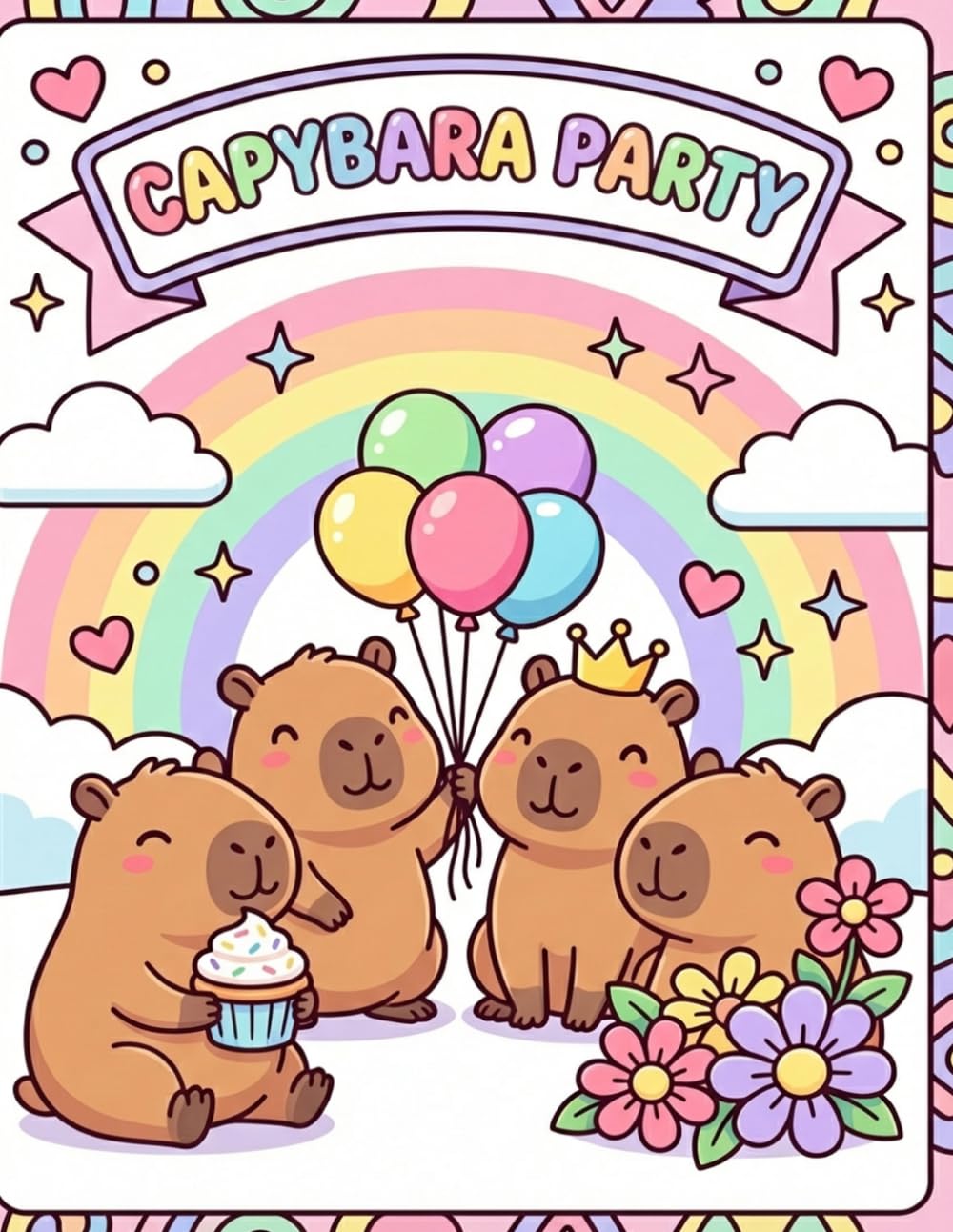 CAPYBARA PARTY: Cute Kawaii Capybaras to Color – Fun, Relaxing and Easy Coloring Pages for Kids Ages 4-8 Who Love Cute Animals (ALDETOMO BOOKS)