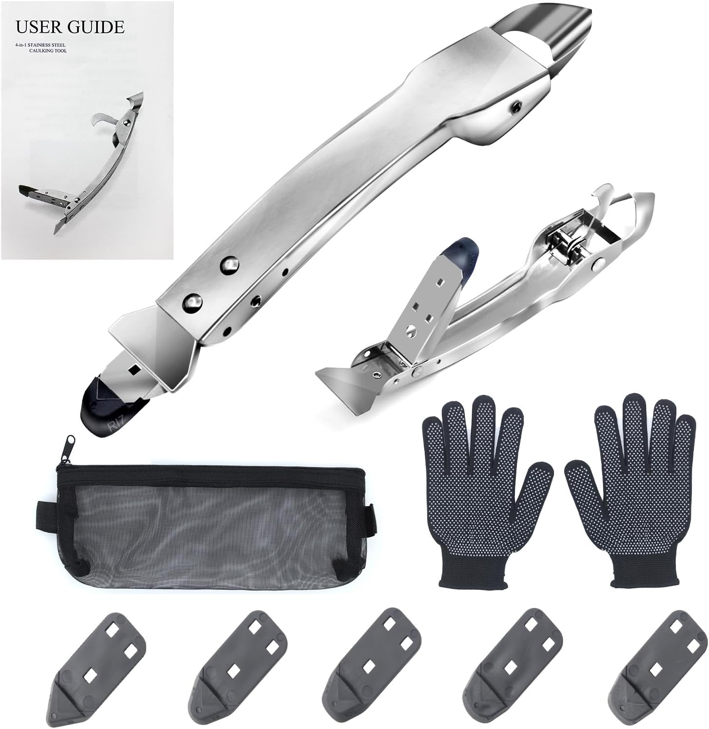 ZFULVO 4 in1 Silicone Caulking Tools,Stainless Caulk Remover,for