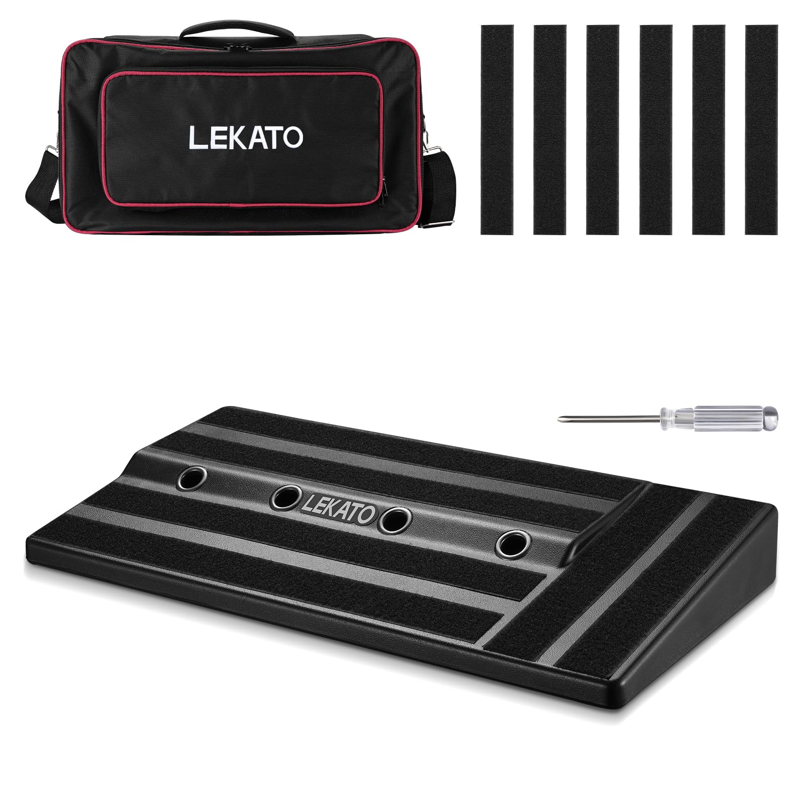 LEKATO Gitarre Pedal Board Case, Gitarre Pedalboard mit Tasche, 51 * 30 * 10cm Gitarren Effektboard, eingebaut Power-Supply-Raum, mit Montageband