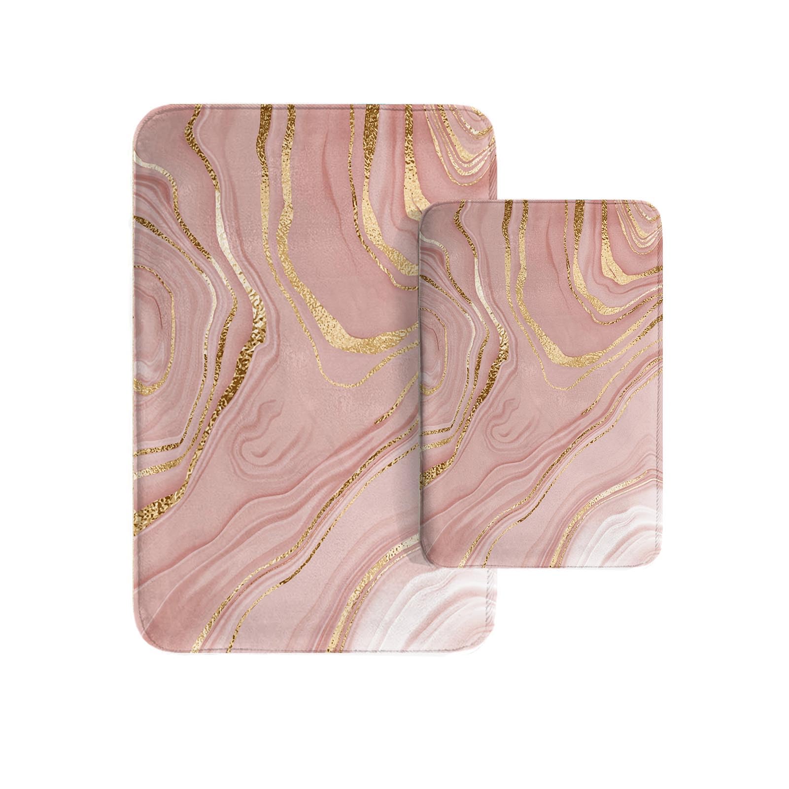 Britimes Marble Pink Bathroom Rug Set of 2, Washable Cover Floor Rug Carpets Floor Bath Mat Bathroom Decorations 16x24 and 20x32 Inches
