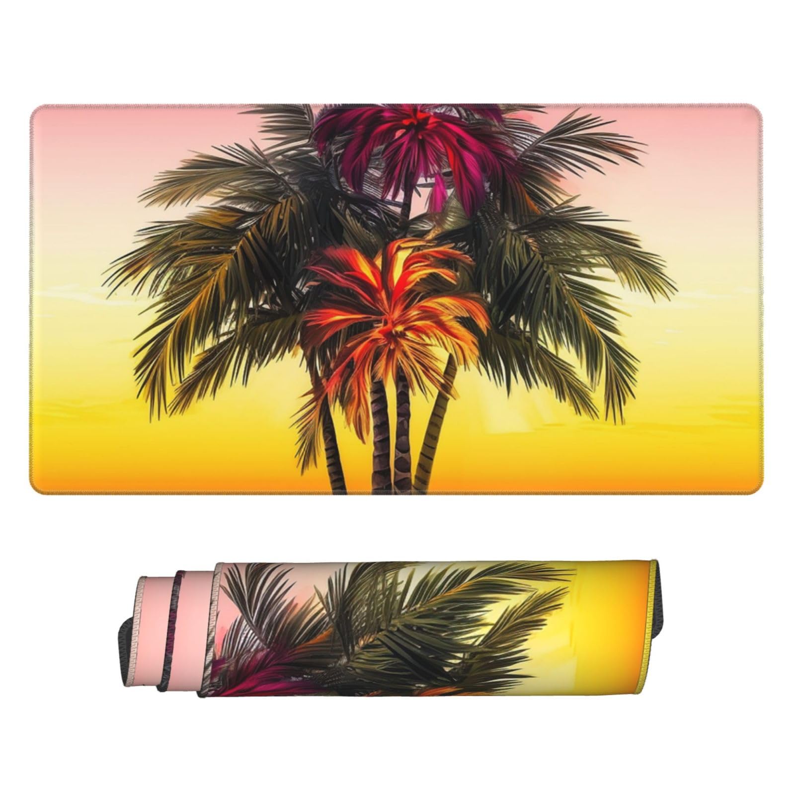 Tapis de souris de jeu XXL motif palmier tropical 40x75 cm base caoutchouc - 8