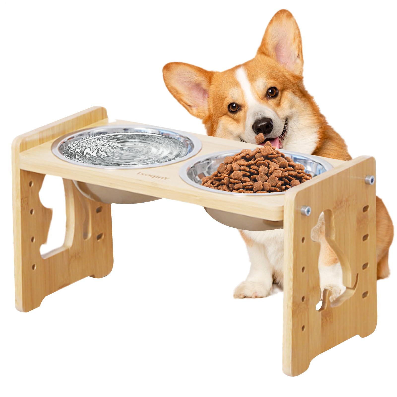 Elevated Dog Bowls, Adjustable Tilted Elevated Dog Food Bowl, Reusable Detachable Feeding Station, Ideal para Small, Medium, Large Puppies, Kittens, Cats, 12,99 x 7,68 x 6,38 pulgadas