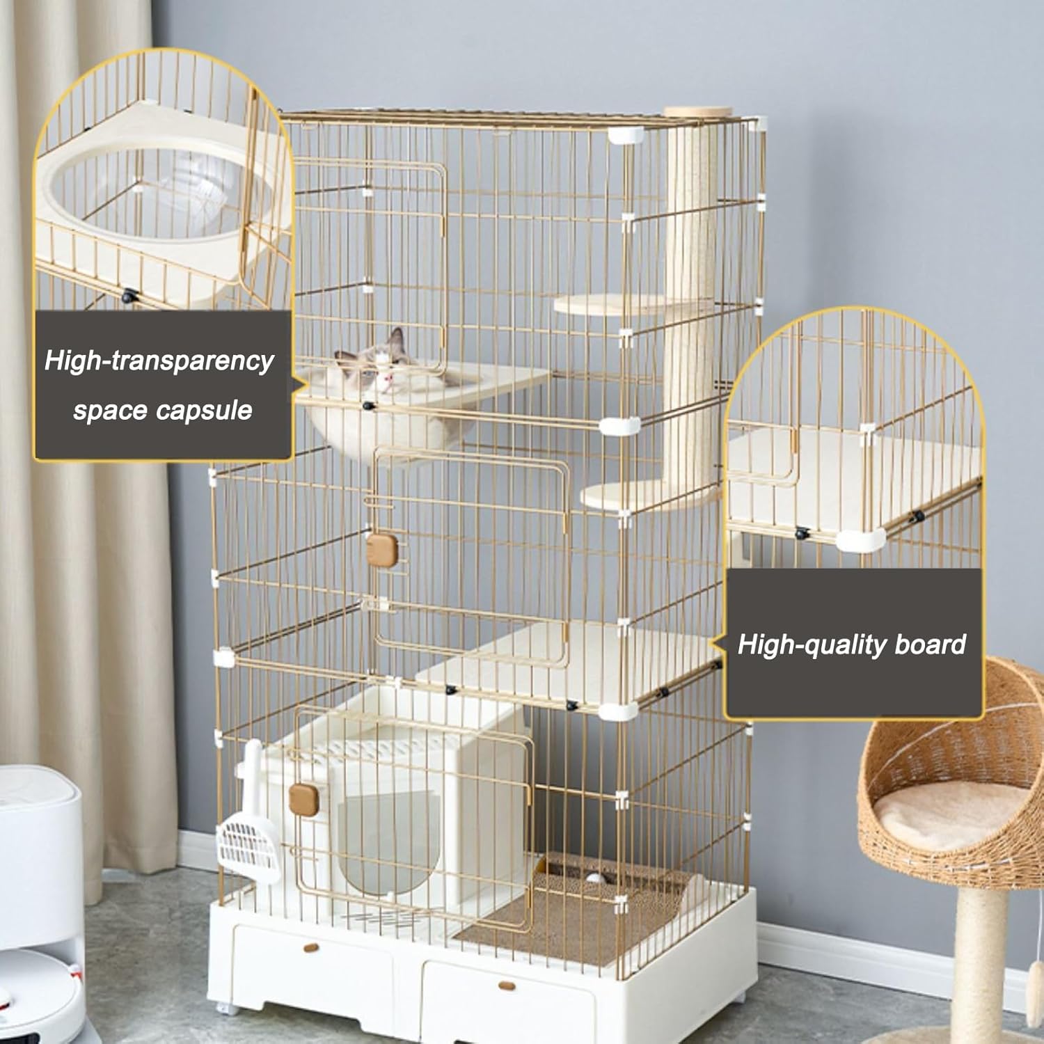review Outdoor Cat Enclosure Cat Catio Cat House, 3 Tiers Cat Catio Cat House, DIY Cat Playpen Metal Kennel, Balcony Cat Playpen with Platforms, for Indoor Cats Walk in Cat Cage(Black)