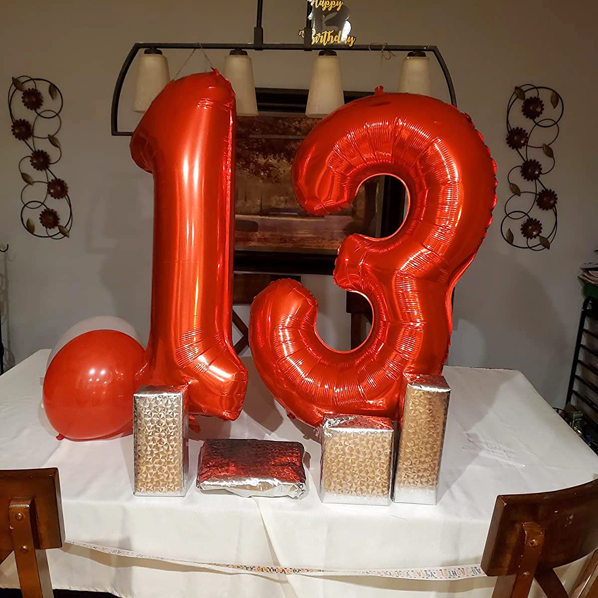 Red 0 balloon 40 Inch Giant Helium Foil Number 0 to 9 Red Balloon Birthday Wedding Party Digital Decorations (Number 0) — view 329