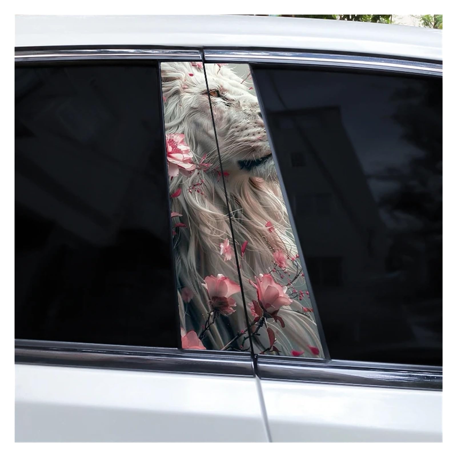 Car Side Decals 2pcs Flaming Tiger Animal Stickers Car Center B-Pillar Anti-Scratch Vinyl DIY Self-Adhesive Decal(Style C)