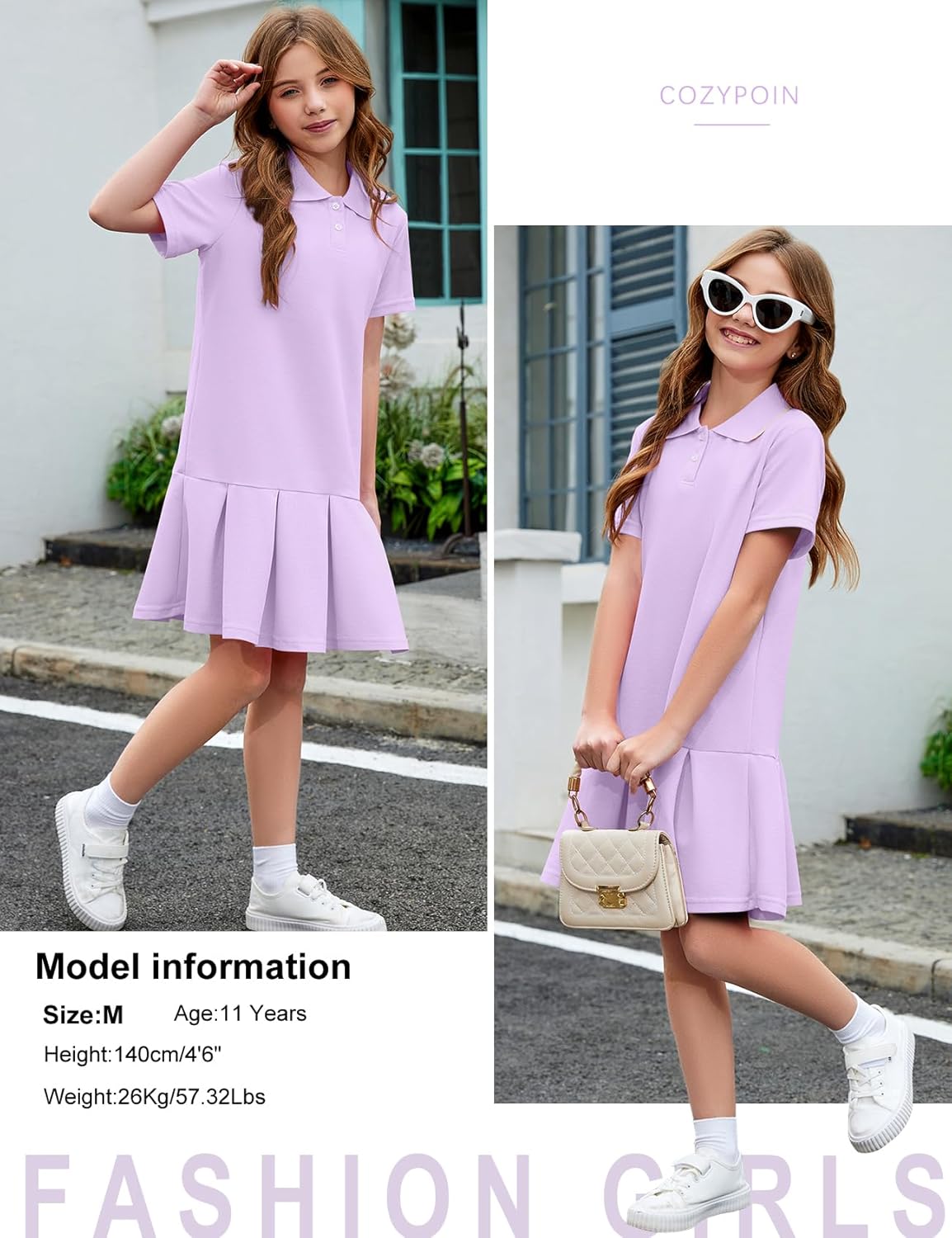 COZYPOIN Girls Active Tennis Dress Polo Short Sleeve Summer Casual School Uniform Pleated Athletic Dresses for 5-14Y
