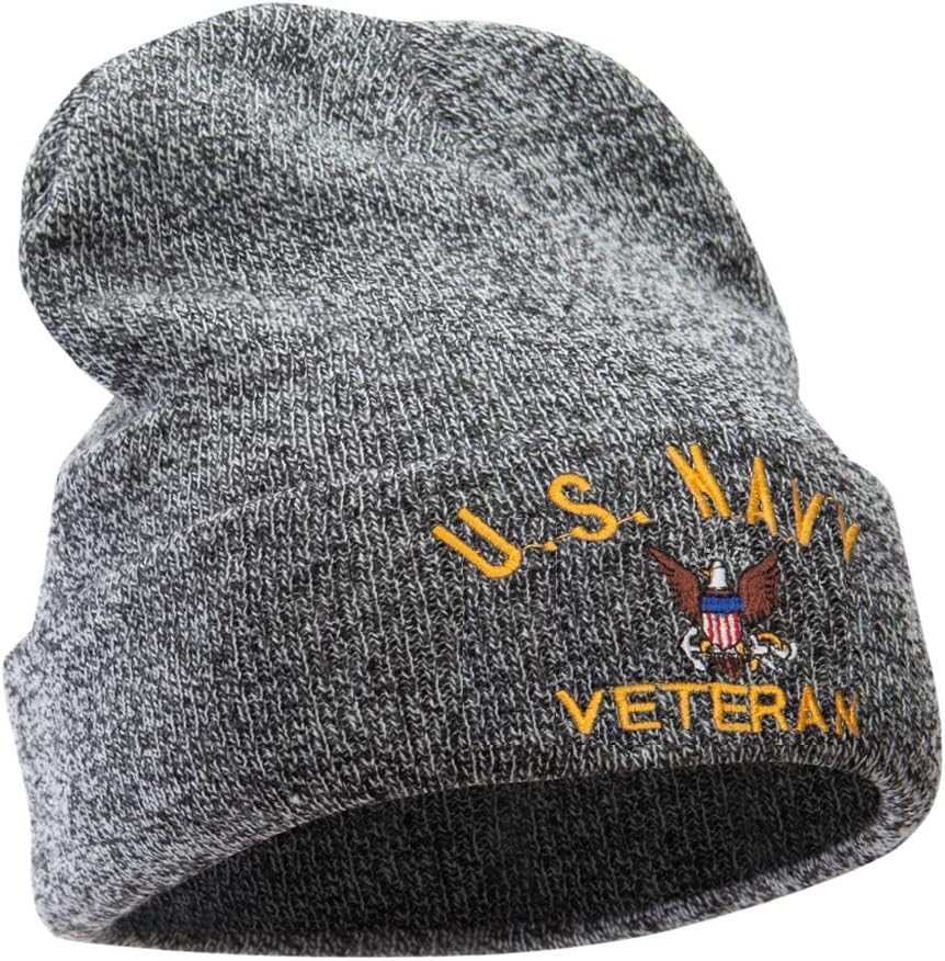 US Navy Veteran Military Embroidered Long Beanie Made in USA
