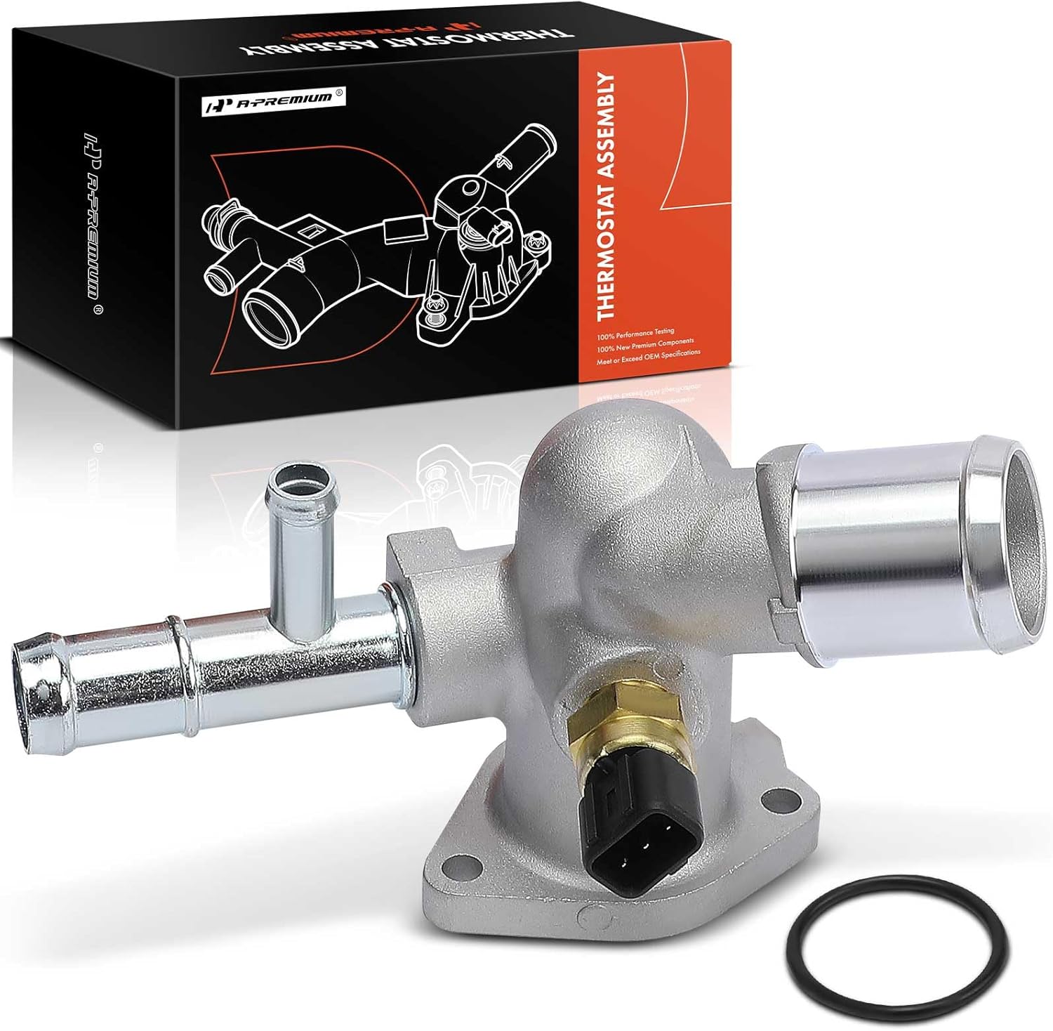 A-Premium Engine Coolant Thermostat Housing Assembly with Seal and Sensor Compatible with Kia Soul 2013-2018, Rio 2018-2019 & Hyundai Accent 2016-2019, 1.6L, Replaces for 256002B600