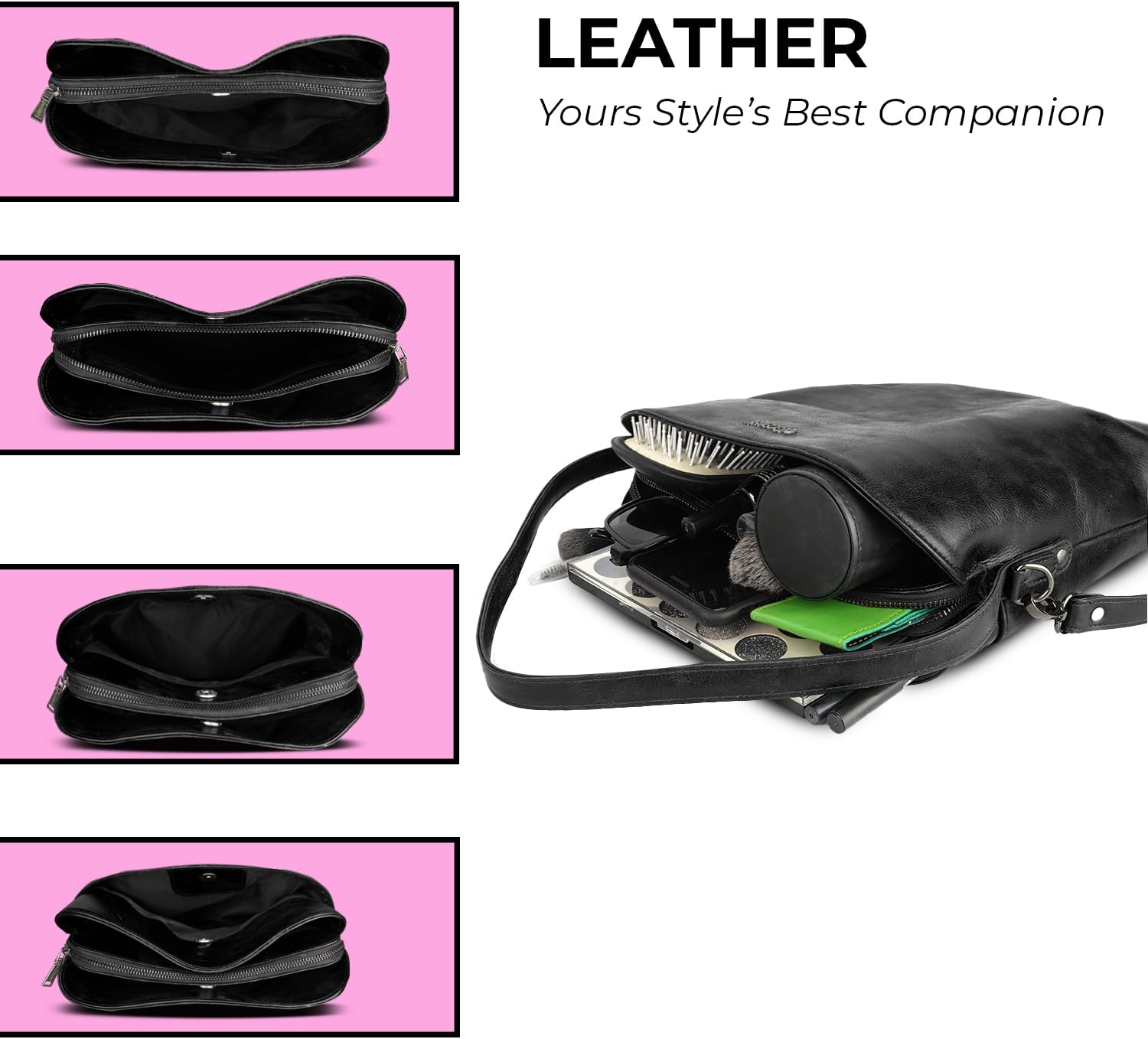 Structured Mini Crossbody Sling Bag For Women – Genuine Leather Shoulder Handbag With Firm Shape