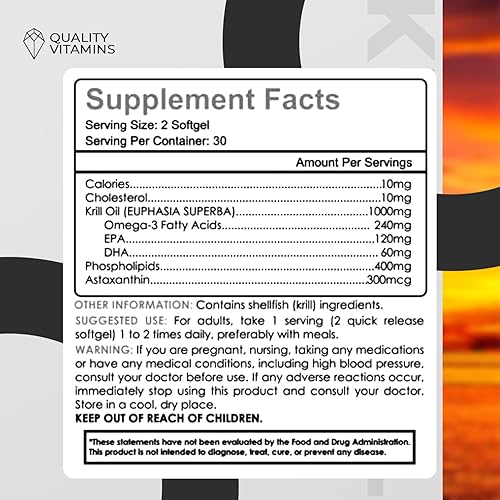 Aceite de krill 1000 mg Omega - 3 ácidos grasos EPA DHA Aceite de pescado y aceite de hígado de bacalao 60 cápsulas blandas Suplementos dietéticos