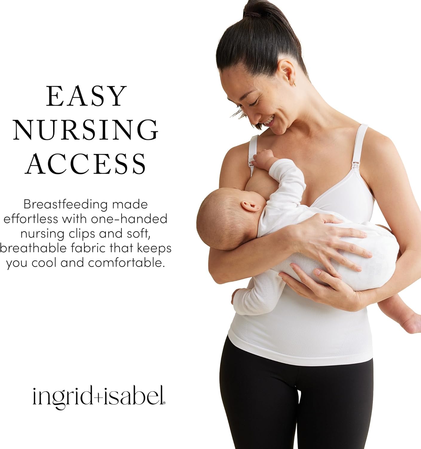 Ingrid & Isabel Nursing & Shaping Cami – Seamless Maternity Tank Top with Adjustable Straps & Easy Breastfeeding Access - Image 4