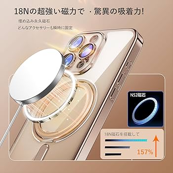 Amazon.co.jp: iPhone 16 Pro 用 MagSafe対応 ケース 360°回転し