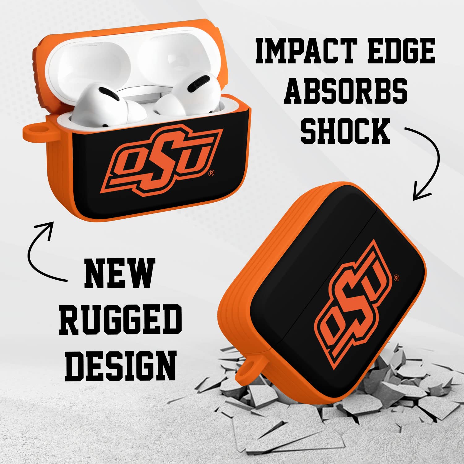 AFFINITY BANDS Oklahoma State Cowboys HDX Case Cover Compatible with Apple AirPods Pro 1 & 2 (Classic)