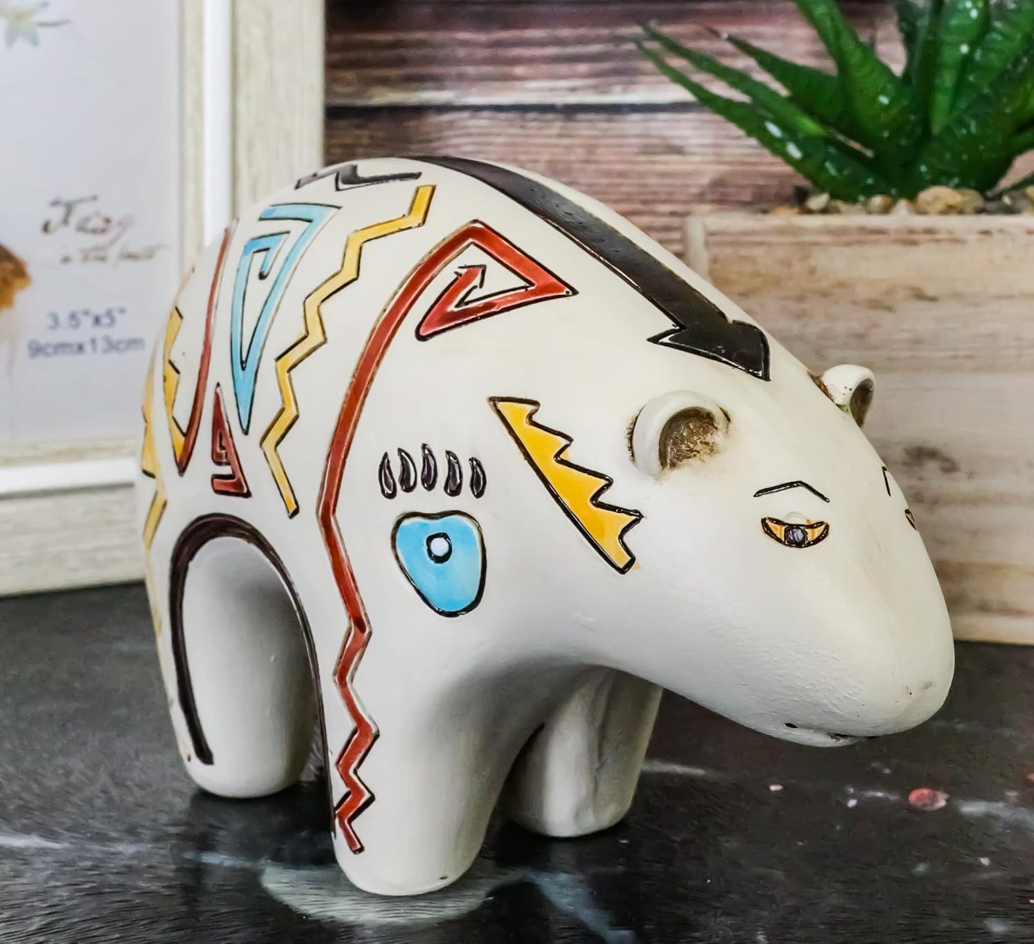 Ebros Gift Native Tribal American Aztec Hopi Indian Style Wild Black Bear Animal Totem Spirit Figurine Collection Celestial Heaven and Earth Inspired Colorful Patterns