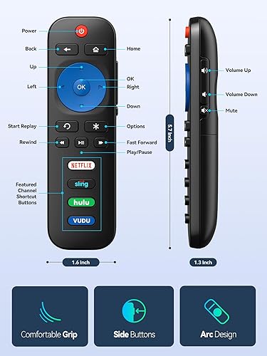 Miniatura 3 de Nuevo control remoto para todos los televisores Roku, reemplazo universal para TCL Rokupara Hisense Rokupara Onn Roku TV, compatible solo con