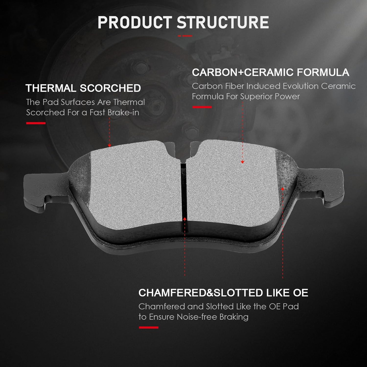 cciyu D939 4pcs Front Ceramic Brake Pads Kits 2002-2008 For Mini Cooper