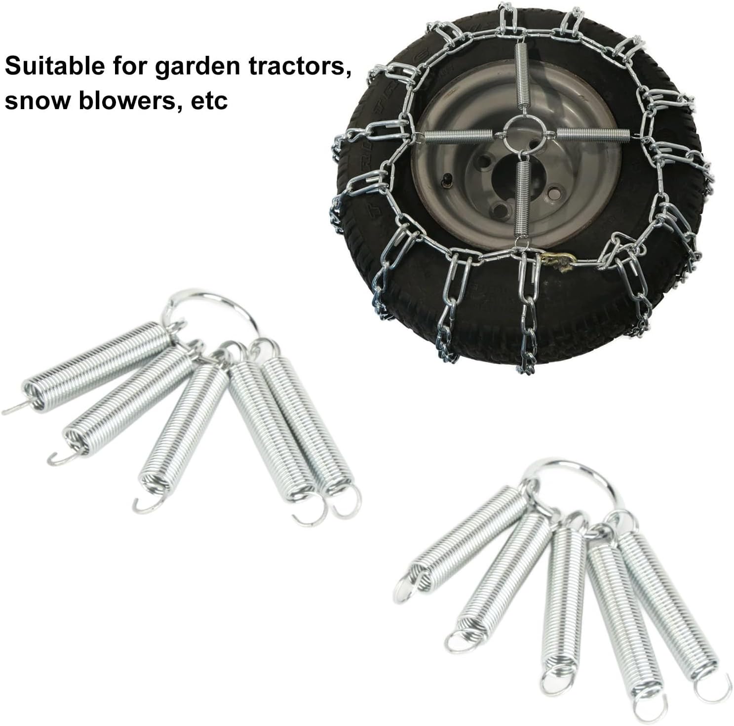 2pcs Tire Chain Tensioner, 9.1 Inch Stainless Steel Adjustable Grip for Lawn Tractor Tire Snow Blower Utility Vehicles