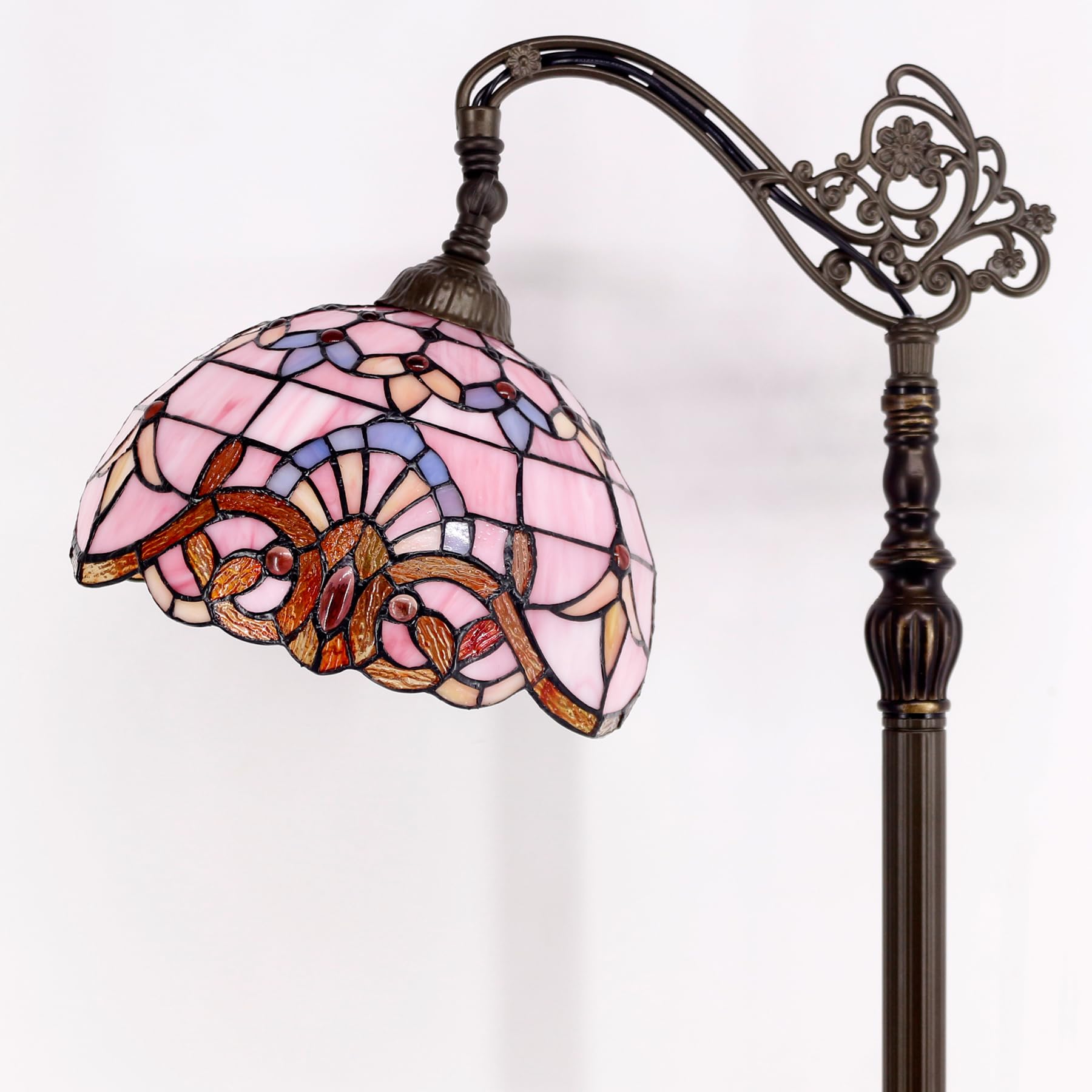 WERFACTORY Tiffany Floor Lamp Pink Baroque Stained Glass