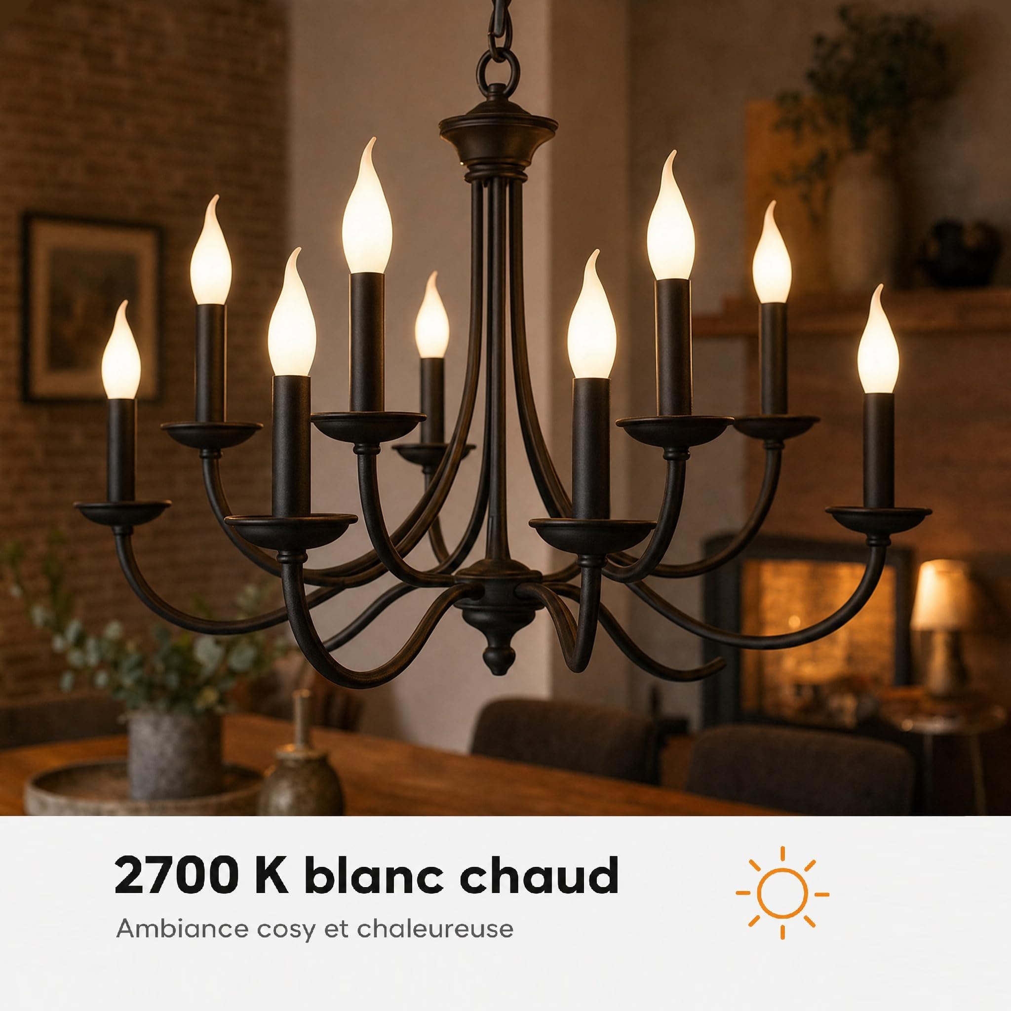 Hellum Ampoules LED E14, Lot de 10, Ampoule E14 LED blanc chaud à Forme Bougie Flamme, 250 lm, 2,2 W (équiv. à lampe incandescence 25 W), 2700 K blanc chaud, Sans scintillement, Verre opale 207408