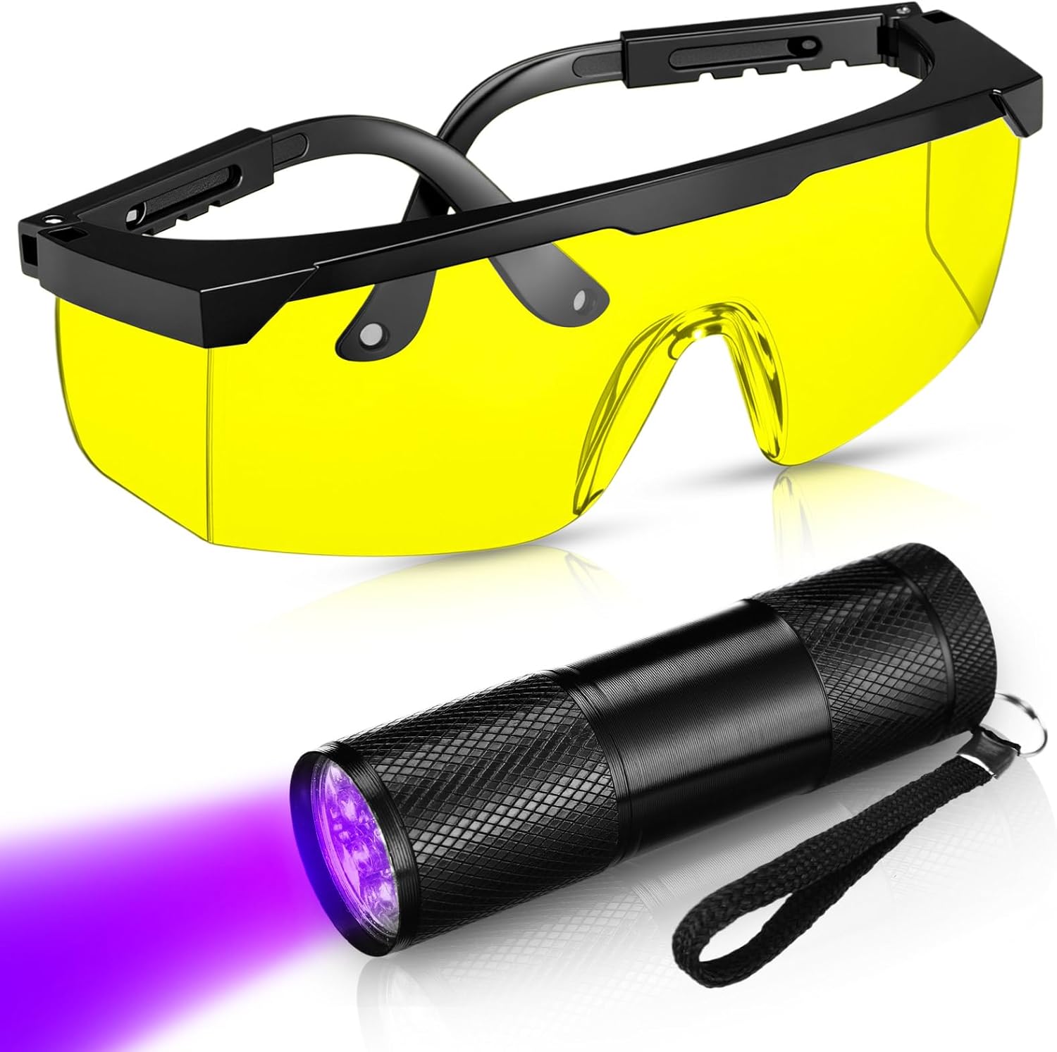 Tellegloww Air Conditioner Leak Detector Tool AC Leak Automotive Kit UV Light Oil Dye Detection with Protective Glasses for Dog/Cat Urine, Dry Stains, Bed Bug, Resin Curing(Tactical)