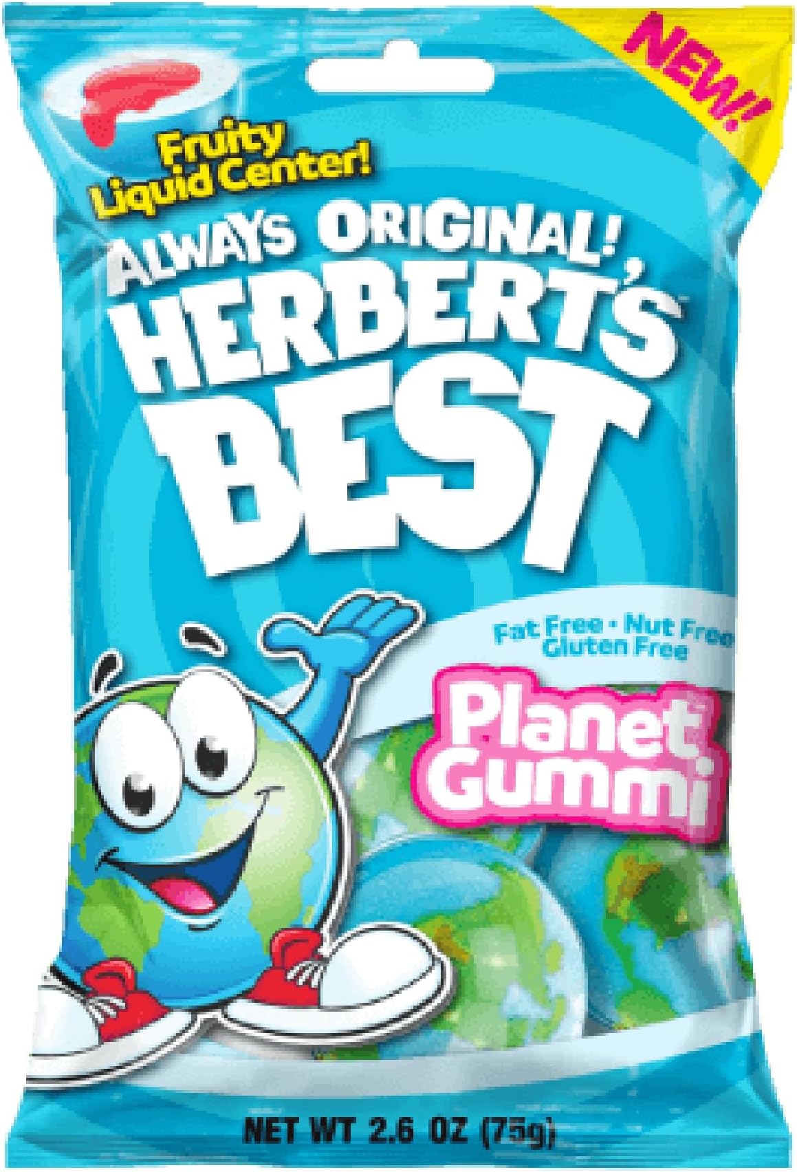 Herbert's Best Planet Gummi, Liquid Center Gummy Candy, Individually Wrapped, 2.6 oz Bag