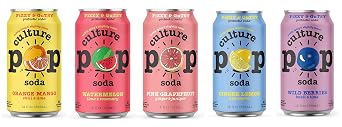 Culture Pop Sparkling Probiotic Soda 5 Flavor Variety Pack 40 Calories per can, Vegan, Non-GMO | 12 Fl Oz Cans Pack of 10