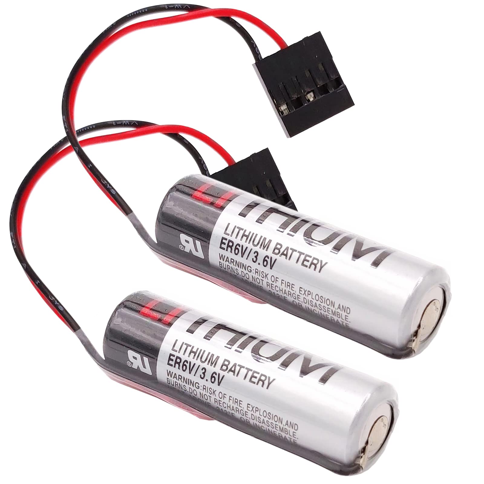 2-Pack ER6V 3.6V ER6VC3N Replacement Battery with JAE 5Pin Connector for Yaskawa Motoman Robot,fits ER6V 479348-1