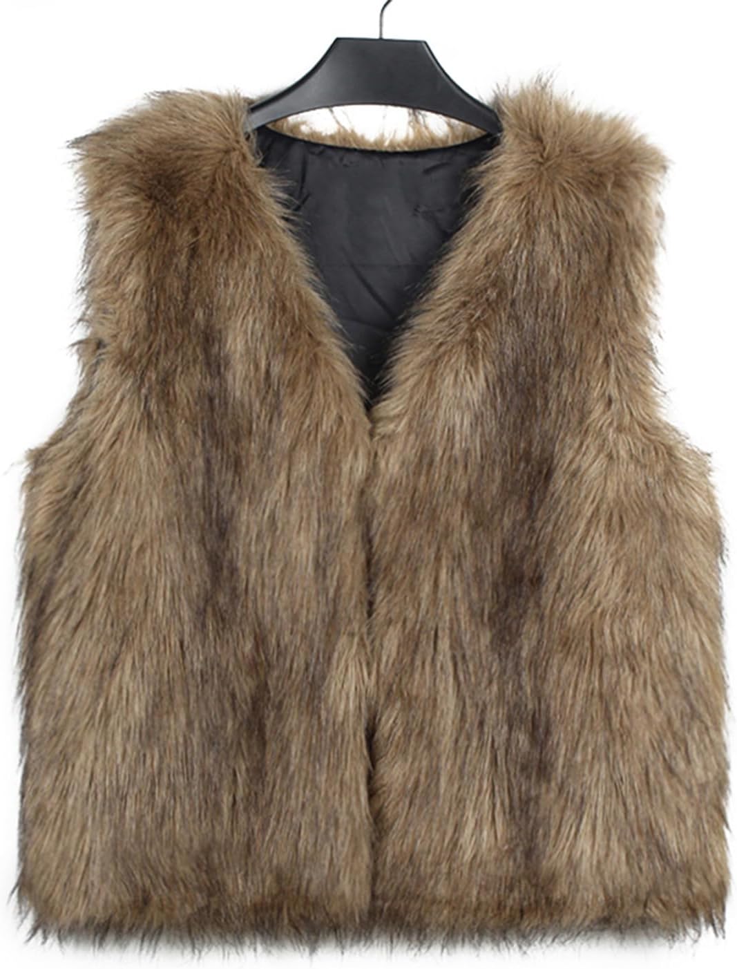 XBTCLXEBCO Women's Faux Fur Waistcoat Vest Fuzzy Sleeveless Open Front Outwear Winter Warm Short Fluzzy Vest Jacket Coat - Image 4