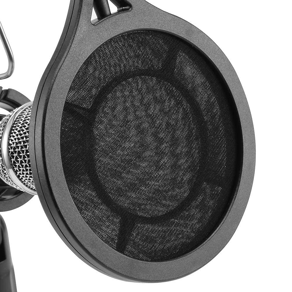 Zestaw mikrofonu pojemnościowego PC Studio, regulowany mikrofon z dwuwarstwowym filtrem, przenośny składany statyw, ministojak do nagrywania głosu, wideokonferencji, śpiewu