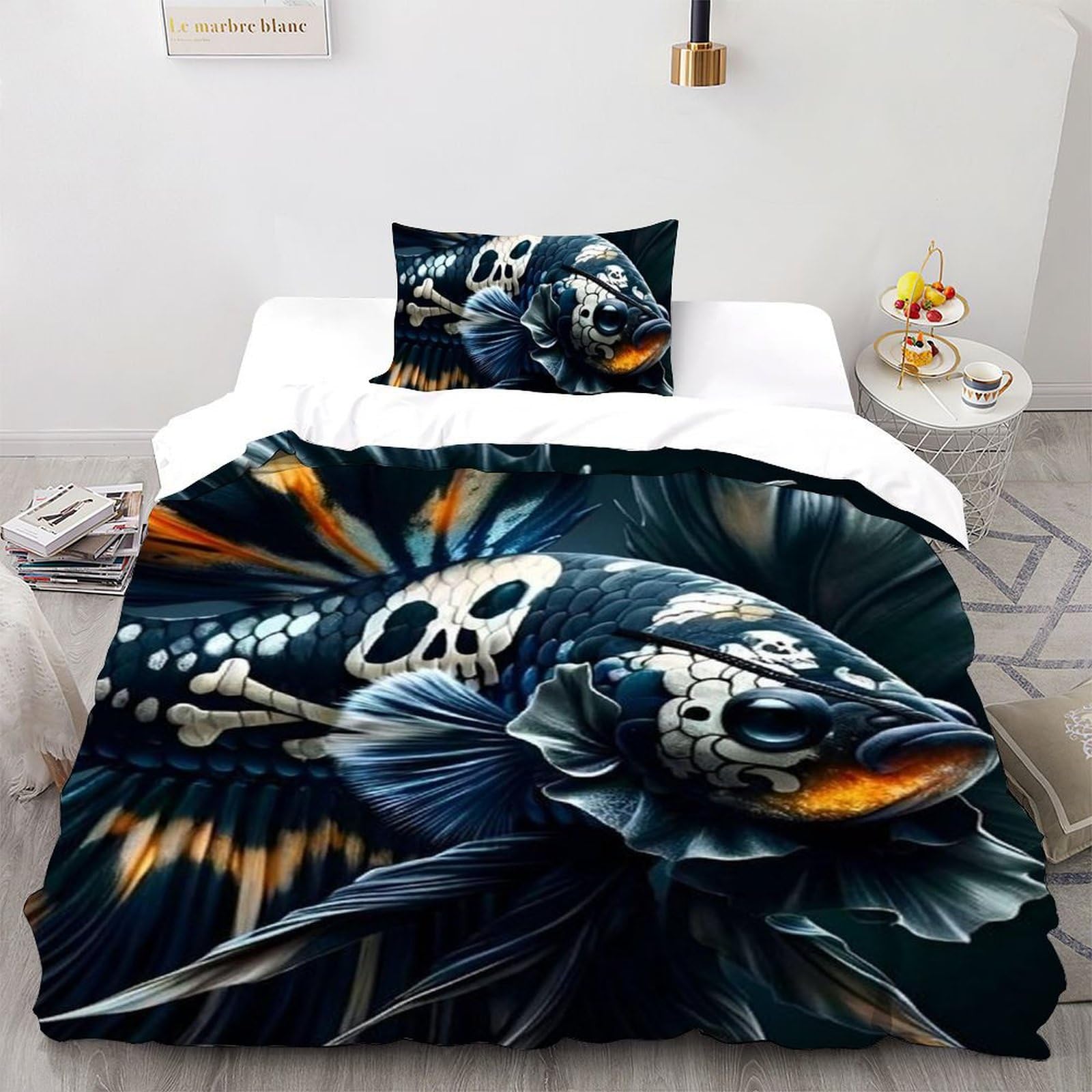 Housse de couette poisson lit enfant pour décorer une chambre thème marin