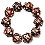 SmartDealsPro 10-Pack 20 Sided Dice D20 Polyhedral Dice for DND RPG MTG Table Game (Black-Red)