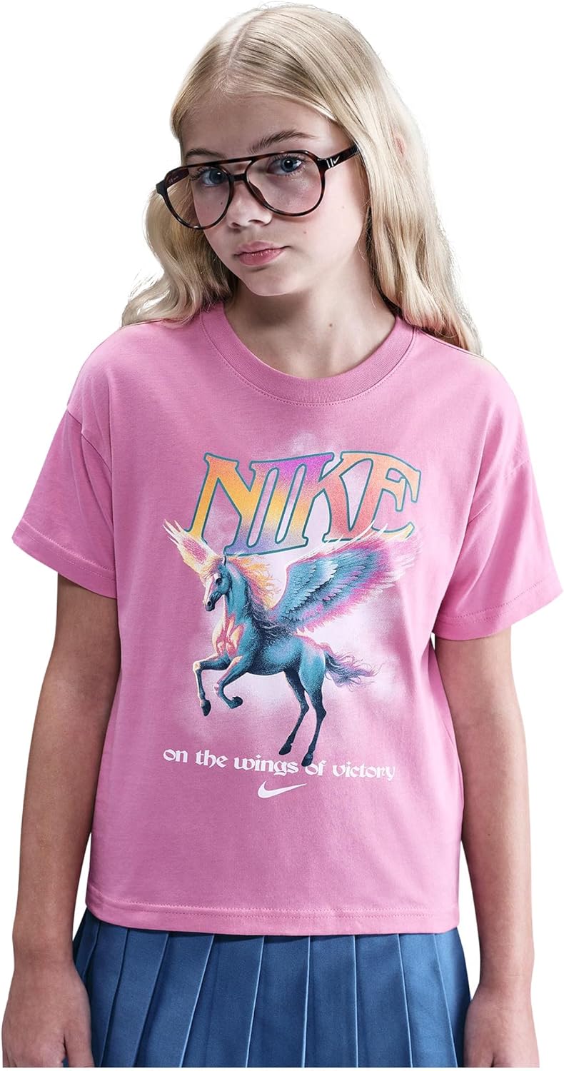 Nike Girls' Sportswear T-Shirt-Take Flight Photo (Big Kid)