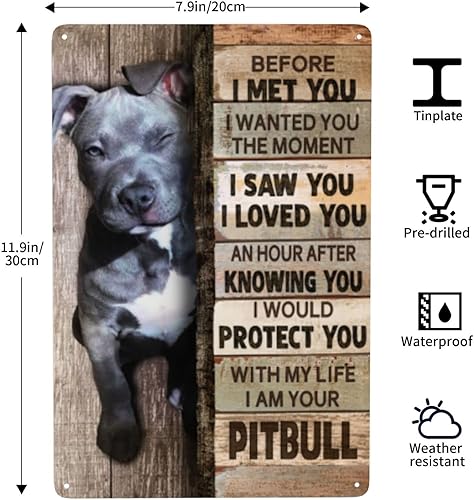Miniatura 3 de Letrero de metal para decoración de pared, arte de pared, letrero de metal Pitbull para cafetería, bar, restaurante, supermercado, mejor idea de