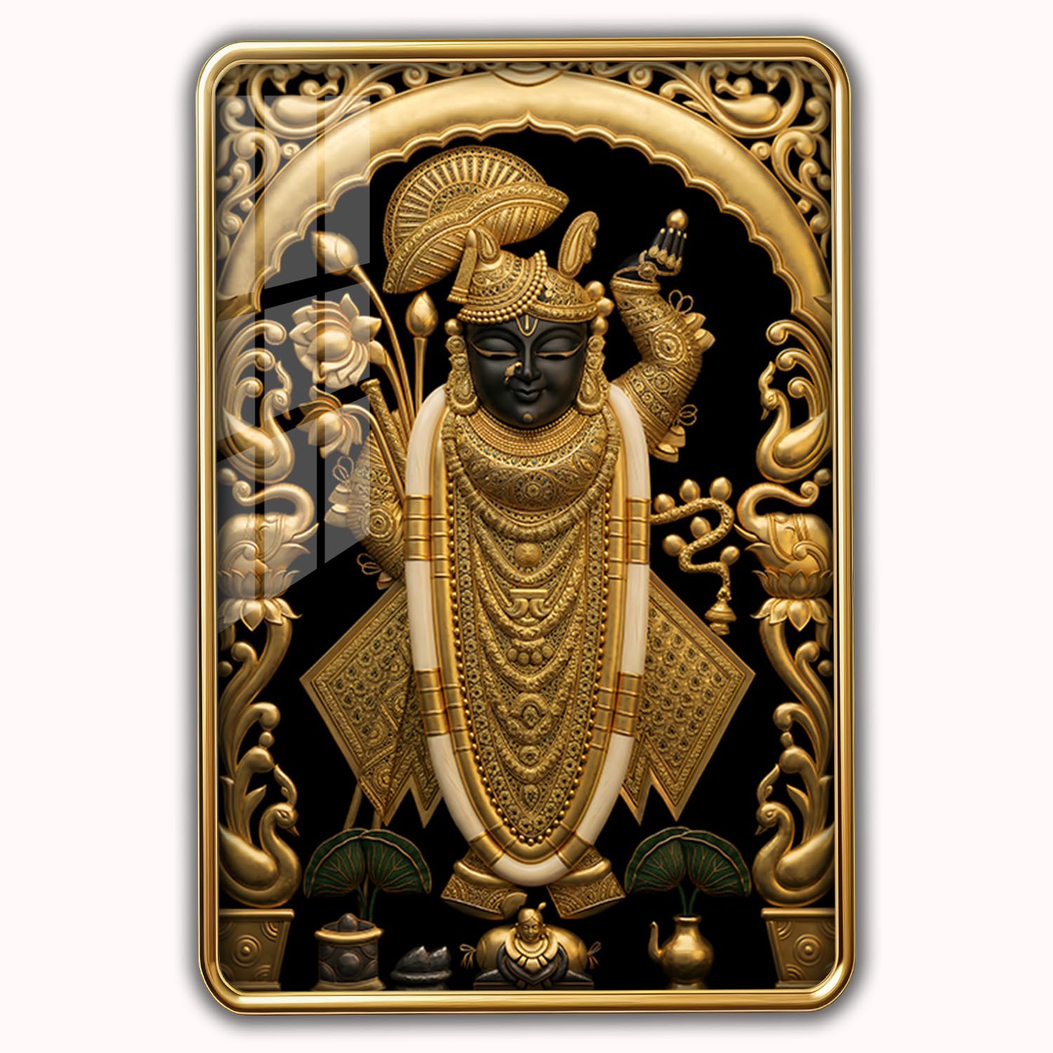 Shrinathji Gold Slim Photo Frame, Nathdwara Shreenathji, Ultra High Gloss Lamination (18x24 Inch)-image-4