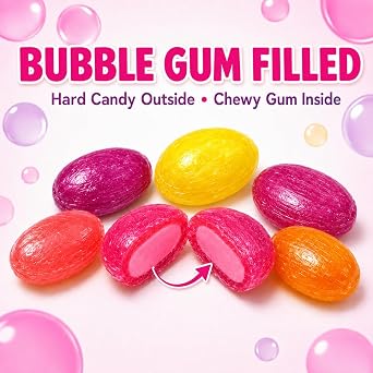 Dye-Free Gum-Filled Hard Candy, 3 lb, Mini Pops Without Sticks | No artificial colors; individually wrapped bite-size treats for classrooms, offices, parties, prize boxes, favors and sharing