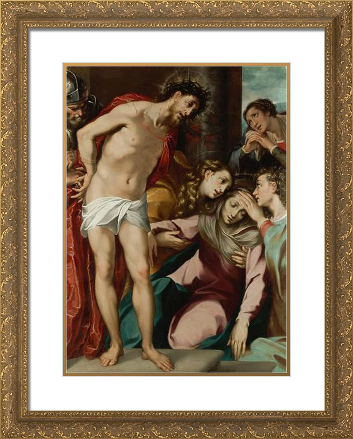 ArtDirect Del Sarto, Andrea 20x24 Gold Ornate Framed Art Print with Double Matting Titled: Christ at the Scourge Column
