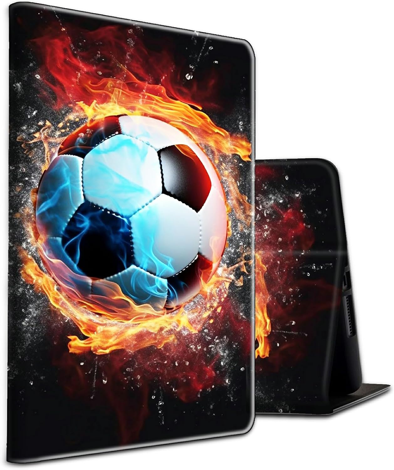 Case for iPad Pro 12.9 Inch 2022/2021/2020 / for iPad Air 13 2024/2025 PU Leather Shockproof Stand Protective Cover with Auto Sleep/Wake for iPad Air 13 2024/2025,Fire Soccer