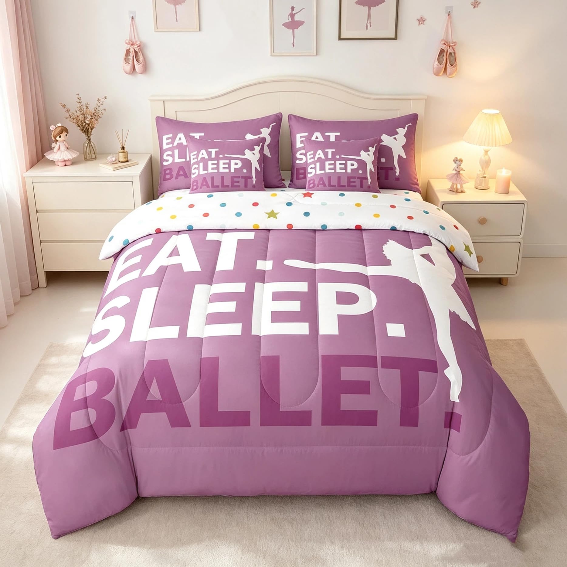 Feelyou Girls Ballet Comforter Set King Size 7 Piece for Kids