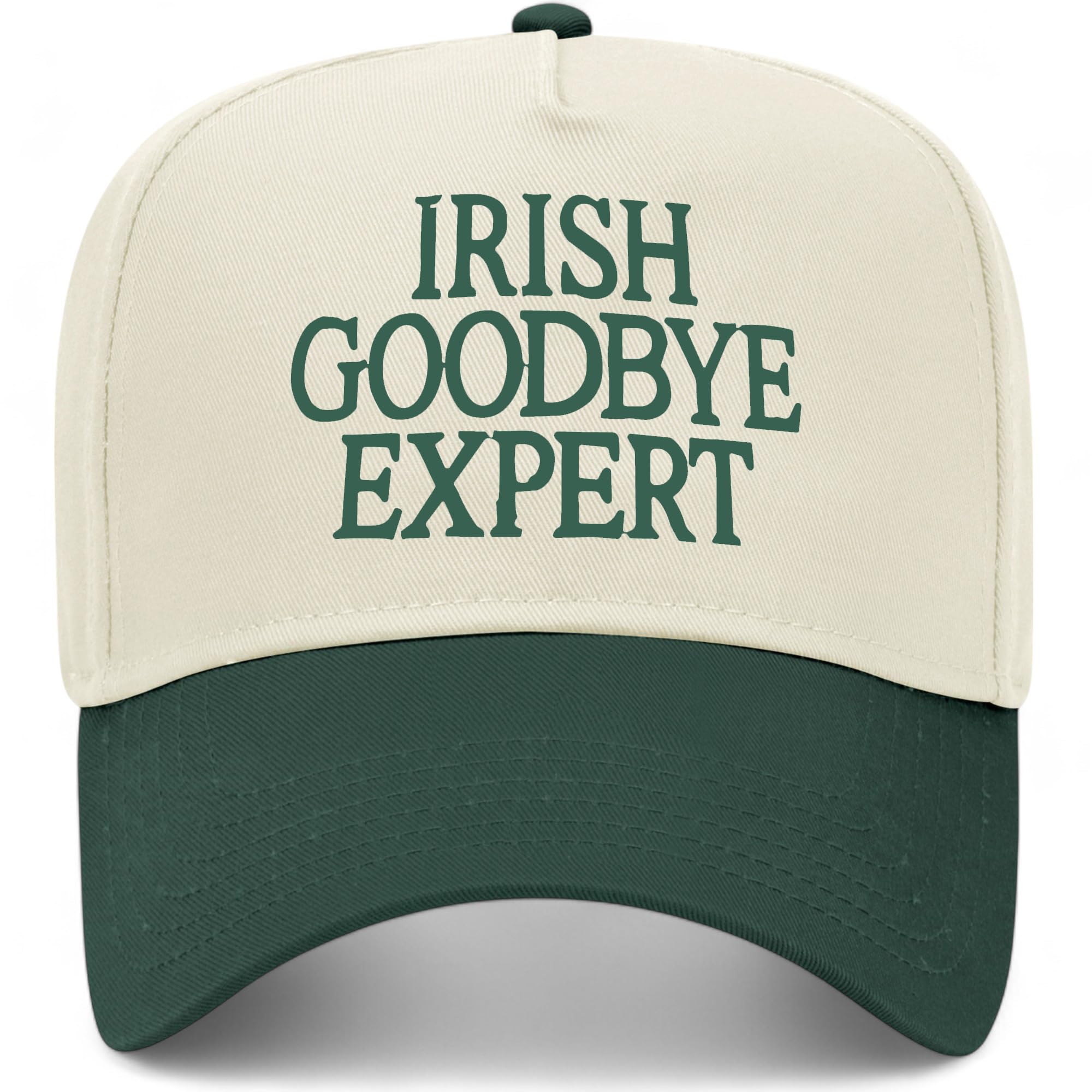 Irish Goodbye Expert Vintage Trucker Hat | Premium Snapback Hat for Men & Women (US, Alpha, One Size, Dark Green/Natural)