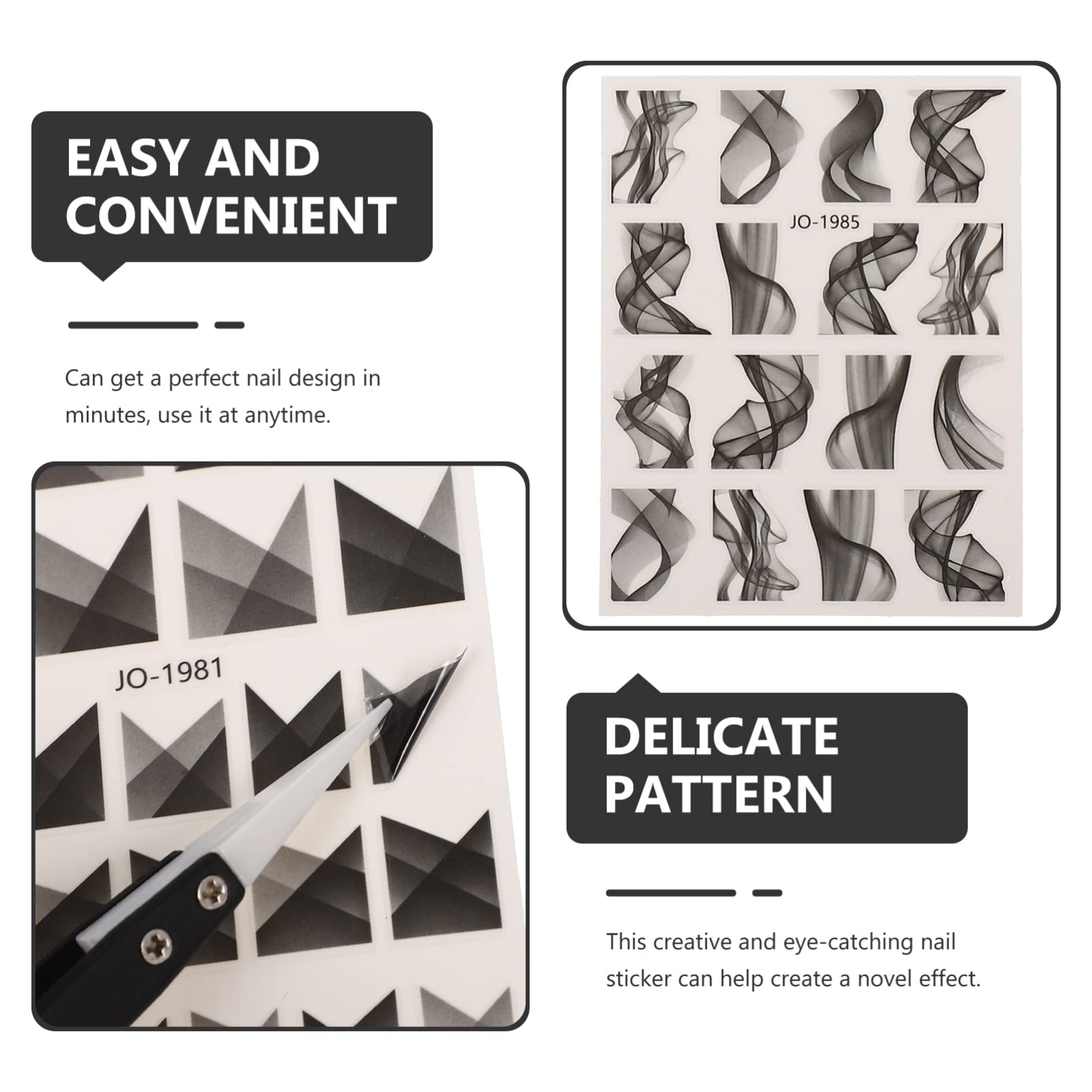 CALLARON 5 Set Stickers Per Unghie Francesi Semitrasparenti Adesivi Per Decorazione Unghie Impermeabili E Resistenti Facili Applicare Per Design Minuti 6 Fogli*5