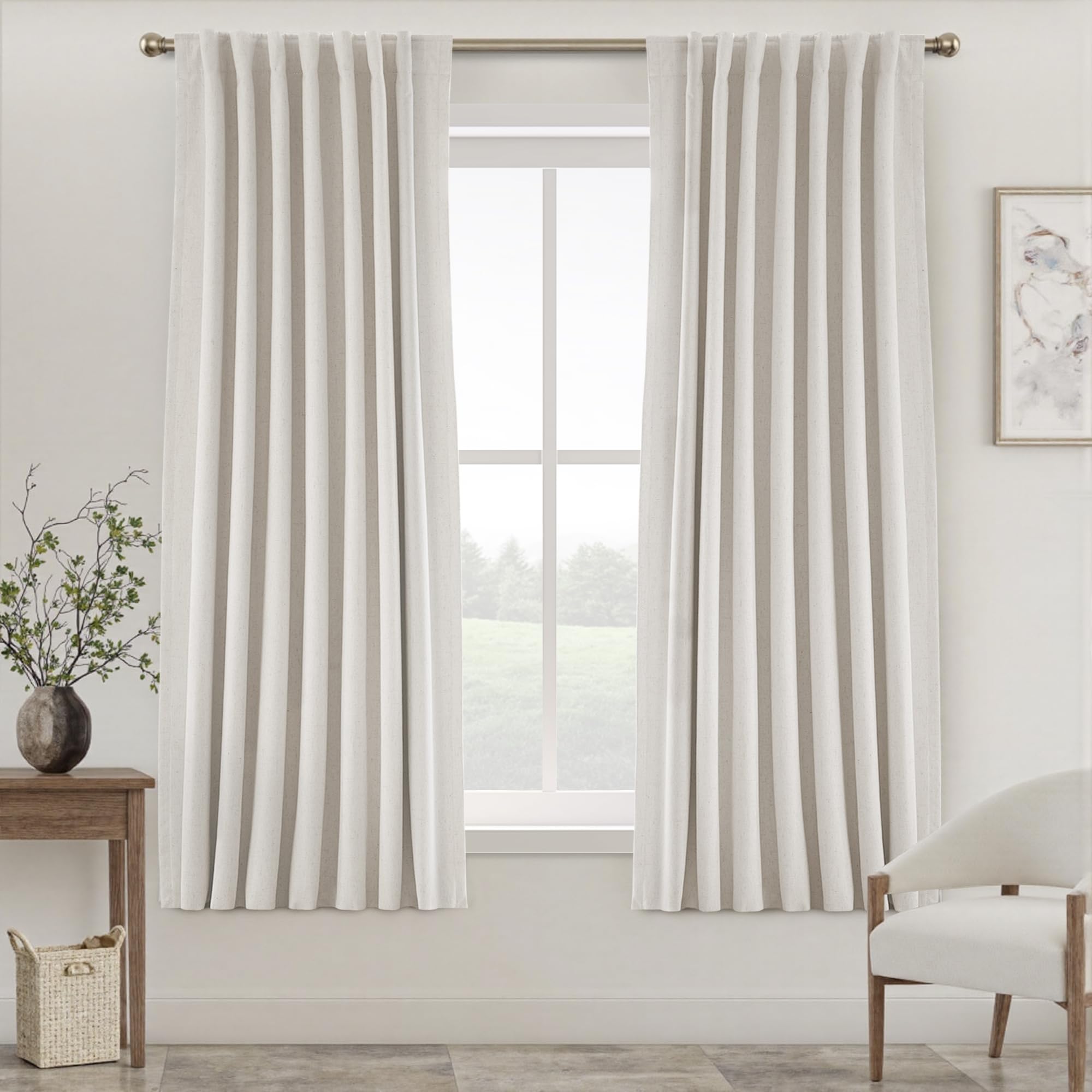 Rideaux occultants en lin pour chambre d'enfant et salon cosy