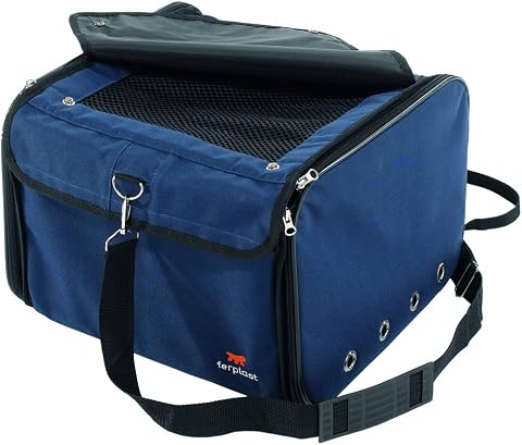 Ferplast Arca köpek kutusu, taşıma kutusu, geniş açıklık, katlanabilir, ayarlanabilir omuz askısı, emniyet kemeri, maks. 8 kg, 38 x 38 x Y 29 cm