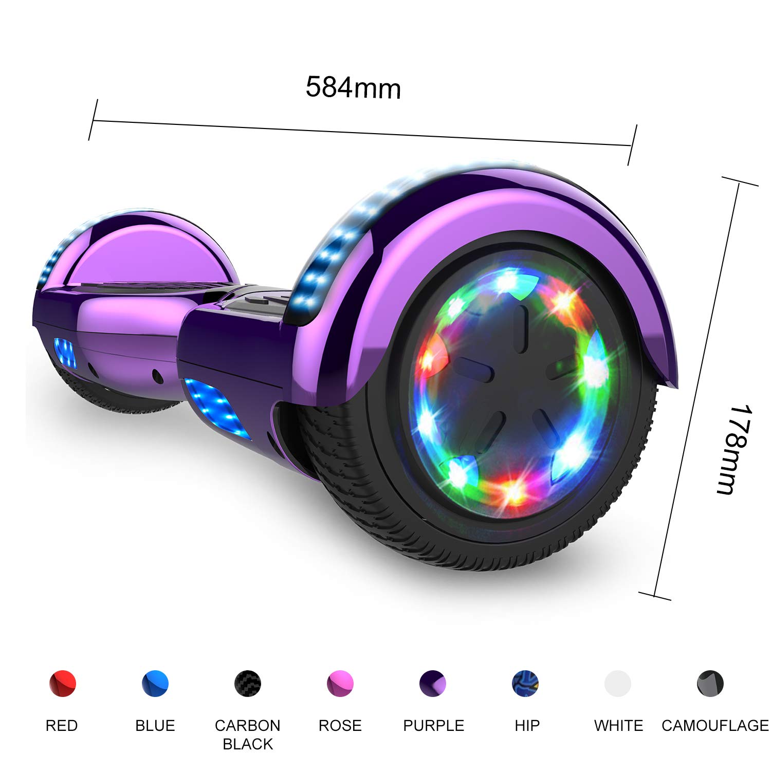 GeekMe Hoverboards für Kinder, 16,5 cm, Hoverboards mit Bluetooth-Lautsprecher, schöne LED-Lichter, Geschenk für Kinder und Jugendliche