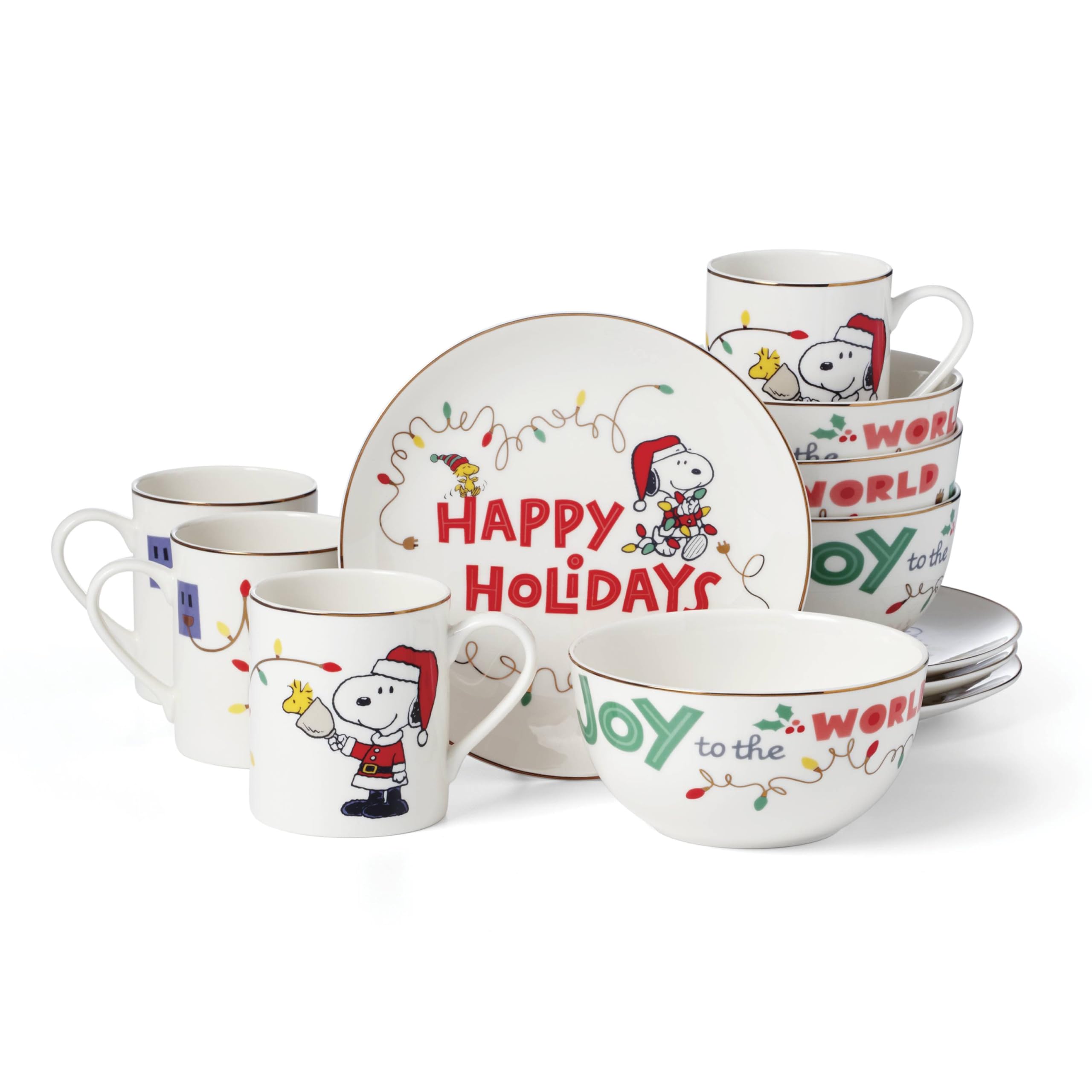 Snapklik.com : Lenox 896326 Snoopy Christmas 12-Piece Dessert Set
